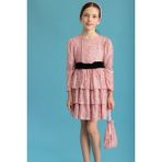 Le Mabelle Pembe Pullu Katlı Kız Çocuk Elbise - Liona - 01P-Pembe - 7 Yaş