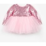 Le Mabelle Pembe Pullu Uzun Kollu Kız Bebek Elbise - Berry - 01P-Pembe - 6 - 12 Ay