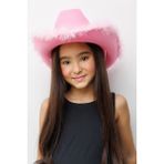 Le Mabelle Pembe Tüylü Kız Çocuk Kovboy Şapkası - Standart