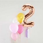 Le Mabelle Rose 2 Rakamı Püsküllü Balon Set