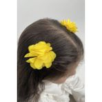 Le Mabelle Sarı 2'li Tül Çiçek Kız Çocuk Klips Toka Set