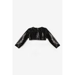 Le Mabelle Siyah Uzun Kollu Pullu Kız Çocuk Crop Bluz