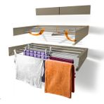 Le Moduler Belize 100 Cm Katlanabilir Çamaşır Kurutma Askısı, Duvara Monte Kurutmalık, 6 Boru, 30 Kg, Paslanmaz-Kapucino