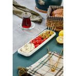 Le Paon 3’lü 28X7,5 cm Dikdörtgen Servis Tabağı – Kahvaltılık, Meze ve Atıştırmalık Sunum Seti - 28 x 7,5 cm
