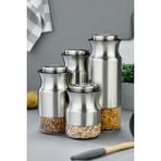 Le Paon 4’lü Paslanmaz Çelik Tuşlu Vakumlu Kavanoz Seti 1800-1500-1300-1000 ml Hava Geçirmez - Gümüş - 4 Adet - 1800 ml