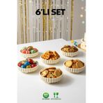 LE PARİS 6’lı Ayaklı Sunum Kasesi Seti | Kırılmaz Meze, Kuruyemiş, Çerez & Tatlı Sunumluk | Şık ve Dayanıklı | Bej