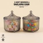 LE Paris Ayaklı Kapaklı Akrilik Şekerlik Sunumluk 2'li Set | Lokumluk Çok Amaçlı Şık Sunumluk | 500 ML - Füme