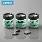 LE Paris Hello Baskılı 3 Adet Cam Kokusuz Küllük | Dumansız | Rüzgar Önleyici Kapaklı Dekoratif Cam Küllük | 425 ML - Renk - Yeşil