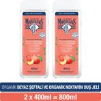 Le Petit Marseillais Organik Beyaz Şeftali ve Nektarin Duş Jeli 2x400 ml – Hassas Ciltler için Nemlendirici Bakım