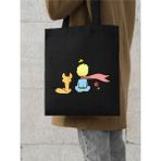 Le Petit Prince Küçük Prens Siyah Kanvas Tote Bag Bez Çanta, Pinterest Çanta, Kitap Çantası - 10D-Krem