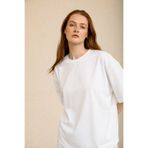 Le Touche Basic Kadın T-shirt Regular Oversize Beyaz Tişört