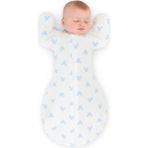 Le Touche Bebek Kundak - Eldiven Manşetli Uyku Tulumu & Kolları Yukarı Kundak (0-3 Ay, 3-6 Ay, 6-9 Ay) - Beyaz - Mavi - 3 - 6 Ay