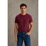 Le Touche Erkek Slim Fit Dar Kesim Likralı Vücuda Oturan Yumuşak Dokulu Bisiklet Yaka Tişört - Bordo - XL