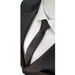Le Voux Siyah Mat Düz Extra Slim Fit Kravat Ve Mendil