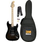 Lea Hss Manyetik Strat Kasa Elektro Gitar Siyah Kılıf Askı Pena Dahil Set