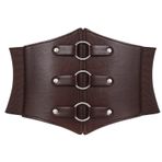 LEACOOLKEY Kadınlar için korse kemeri, Cadılar Bayramı kostümleri için geniş, elastik yaban arısı kemeri, elbiseler için bağcıklı çene kemeri, H kahve (o-ring), Passform Taillenumfang 68-80cm