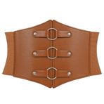 LEACOOLKEY Kadınlar için korse kemeri, Cadılar Bayramı kostümleri için geniş, elastik yaban arısı kemeri, elbiseler için bağcıklı çene kemeri, I-kahverengi (o-ring), Passform Taillenumfang 81-92cm