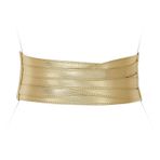 LEACOOLKEY Kadınlar için suni deri obi kemer, geniş sarma retro bel kemeri, bağcıklı elbise, Holloween için, E-altın., S: Taillenumfang 66–79 cm