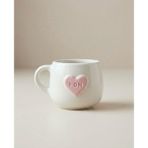 Leada Project El Yapımı Seramik Mom Yazılı Kupa Bardak - Pembe Kalpli Tasarım Anne Hediyesi Mug - 250 ml