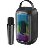 Leader LP121 Rgb Bluetooth USB Aux Fm Radyo Kablosuz Mikrofon Taşınabilir Toplantı Amfisi - Siyah