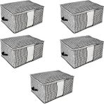 Leaf Shop 5 Adet Mega Boy Pencereli Hurç Seti 64X46X34 Büyük Boy Yorgan Hurcu Battaniye Yastık Baza Altı Dolap Üstü Çeyiz Bohçası Düzenleyeci Organizer