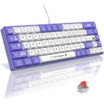 Leaf Shop Ajazz AK680 65% Kablolu Hotswap Mekanik Oyun Klavyesi,68 Tuşlu Taşınabilir Anti-Ghosting Klavye,gökkuşağı Arkadan Aydınlatmalı Programlanabilir,eva Sandviç,ergonomik Mor Beyaz/red Switch