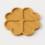 Leaf Shop Bambu Sunum Tabağı Çerezlik Doğal Ahşap Şık ve Dayanıklı Sunumluk (Yonca)