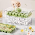Leaf Shop Buz Kalıbı Seti, Kapaklı Buz Kabı, 56 Adet Buz Bölmesi (Su Yeşili)