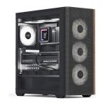 Leaf Shop D501A Orta Kule Kılıfı, Ahşap Aksanlı Mesh Ön, 360MM Radyatör Desteği, 11 Fan Yuvası, 400MM Gpu, Atx/m-Atx/mini-Itx, Manyetik Toz Filtreleri, Spcc Çelik Konstrüksiyon, Moda Pc Yapısı, Siyah