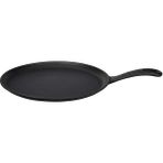 Leaf Shop Döküm Krep / Pizza / Pancake Tavası, Yuvarlak Metal Saplı 26CM Siyah
