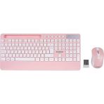 Leaf Shop Everest KM-9676 Multimedya Tablet-Telefon Standlı Bileklik Ağrı Engelleyicili Uzun Menzilli Kablosuz Klavye Mouse Set (Pembe)