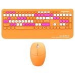 Leaf Shop Geezer Kablosuz Klavye Mouse Set - 106 Tuşlu Ingilizce Q, Notebook Laptop Uyumlu, Ev ve Ofis Için Bilek Destekli, USB Dongle ile Bağlantı G100 (Turuncu)