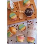 Leaf Shop Gökkuşağı Muffin Kek Kalıbı, Kek Kapsülü Cupcake Kalıbı, Airfryer Uyumlu