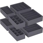 Leaf Shop Iç Giyim Düzenleyici 8'li Set, Çekmece Düzenleyici, Katlanabilir, Gardırop Düzenleyici, Saklama Kutusu Dolabı, Kumaş Kutuları Saklama, Sütyen, Çorap, Kravat, Gri RUS08GY
