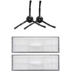 Leaf Shop ile Uyumlu S8, S8 Plus, S8 Pro Ultra Robot Süpürge Yedek Parça Yenileme Seti-S8, S8 Plus, S8 Pro Ultra Için 2 Adet Hepa Filtre,2 Adet Yan Fırça Yedek Set- Siyah 4 Parça