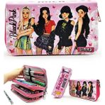 Leaf Shop Kalem Kutusu Black Pink Organizer Kalemkutu Vegan Deri Üç Bölmeli Kalemlik-Pembe