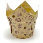 Leaf Shop Kalın Lale Kapsül Kraft Kek Desenli Muffin Kek Kalıbı, Içi Yağlı Kağıt Tulip, Cupcake Kağıdı Doğum Günü Parti Dekorasyonu Için