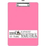 Leaf Shop Kapaksız A4 1 Adet Renkli A4 Kapaksız Sekreterlik Klipsli Metal Mekanizmalı 80 Yaprak Kapasiteli Pembe