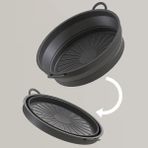 Leaf Shop Katlanabilir Airfryer Pişirme Kabı, Silikon Pişirme Kalıbı, 6 Litreye Kadar Tüm Cihazlara Uygun (1 Adet) (Siyah)