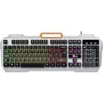 Leaf Shop KB123 USB Kablolu Oyuncu Klavye - Rainbow Efektli, Mekanik Hisli Sessiz, Membran Gaming Türkçe Q Klavye Metalik Gri