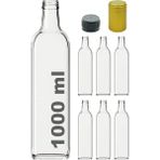 Leaf Shop Maraska Şeffaf 1000 ml Kilitli Kapaklı ve Kapüşonlu Boş Cam Şişe 6 Adet