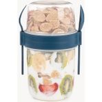 Leaf Shop ml Take-Go Kaşıklı Hazneli Meyveli Müsli Kabı Piknik Iş Yoğurt Süt Bardağı Kapaklı ve Kaşıklı Kahvaltı Bardakları, Tahıl Tepesi Yulaf Ezmesi Granola (Gece Mavisi)
