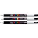Leaf Shop Pc-1mr Uni Beyaz Boya Marker Kalemler Ultra Ince 0,7 mm Kalibre Uç Ucu Her Yüzeye Yazılır Kumaş Cam Taş Metal Ahşap Plastik (3'lü Paket)