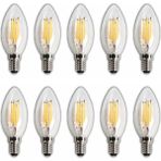 Leaf Shop Rustik Mum Buji Ampul – E14 Duy, 4W (35W Eşdeğer), 3000K Günışığı, 400 Lümen – 220-240V, 3.5X10 cm – 10’lu Paket