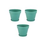 Leaf Shop Saksı YS02 – 3'lü Set, Yeşil | 1.7 Litre, 160 mm Ağız Çapı | Alt Sulamalı Modern Plastik Saksı