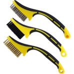 Leaf Shop Saplı Metal Çok Amaçlı Temizleme Fırçası 3'lü Set Tel Fırça Kir Pas Kireç Mangal Izgara