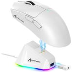 Leaf Shop Shark X11 Hafif Kablosuz Oyun Faresi, Rgb Şarj Yuvası, Tri-Mode-2.4g/usb-C Kablolu/bt, 22K Dpı, PAW3311 Optik Sensör, Huyu Anahtarı, Pc/mac Için 5 Programlanabilir Düğme (Beyaz)
