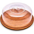 Leaf Shop Tablalı Şeffaf Akrilik Kapak Yuvarlak Kek Fanusu 29CM Büyük Boy Hava Almaz Lüx Pasta Sunumu