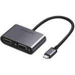 Leaf Shop Type-C To Hdmı+Vga Pd Şarj Destekli Dönüştürücü Adaptör Uzay Gri
