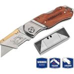 Leaf Shop WP211014 Ağır Hizmet Paslanmaz Çelik/ahşap Gövde Katlanır Rötuş Maket Bıçağı + 10 Adet Yedek Bıçak